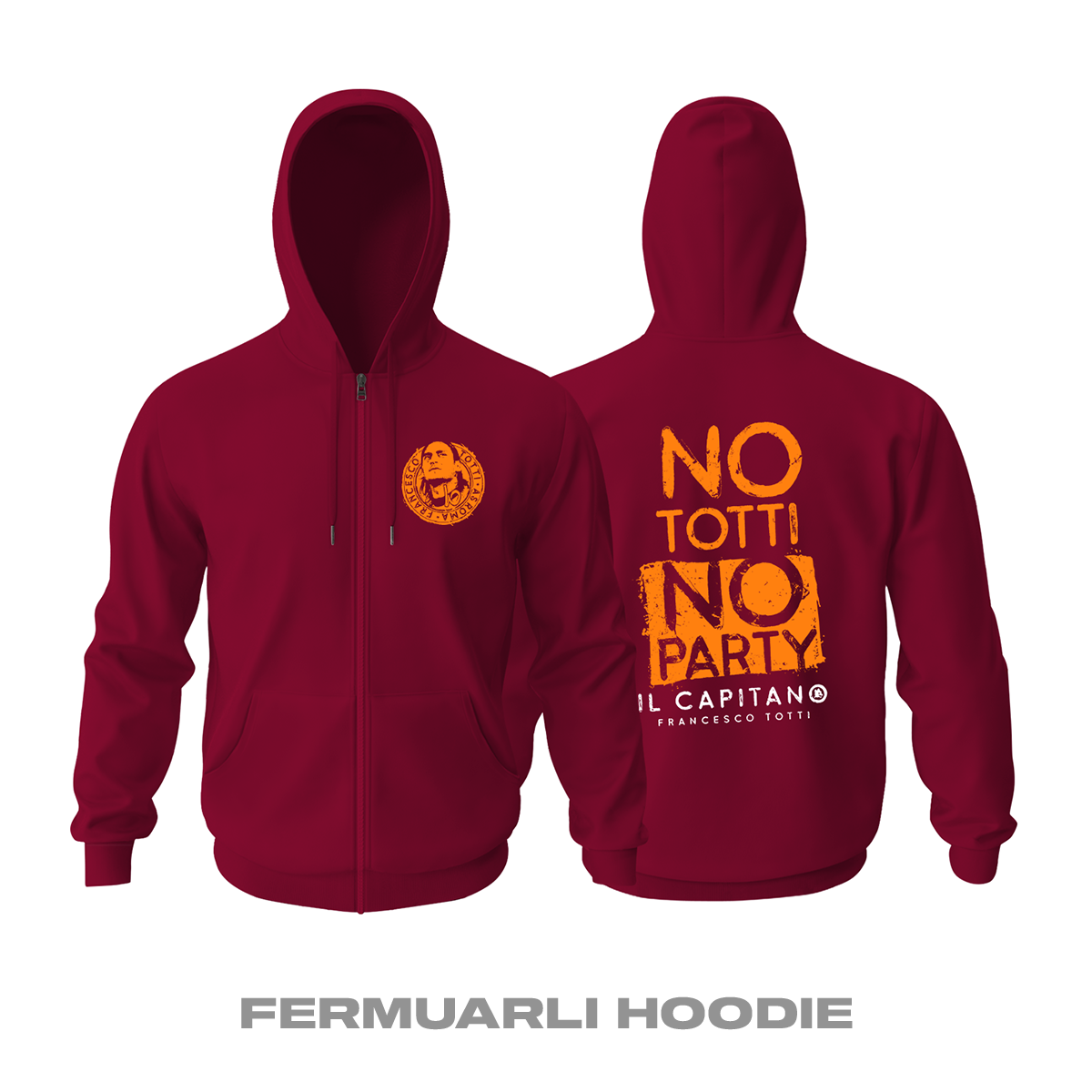 No Totti No Party Fermuarlı Kapüşonlu Hoodie 2XL