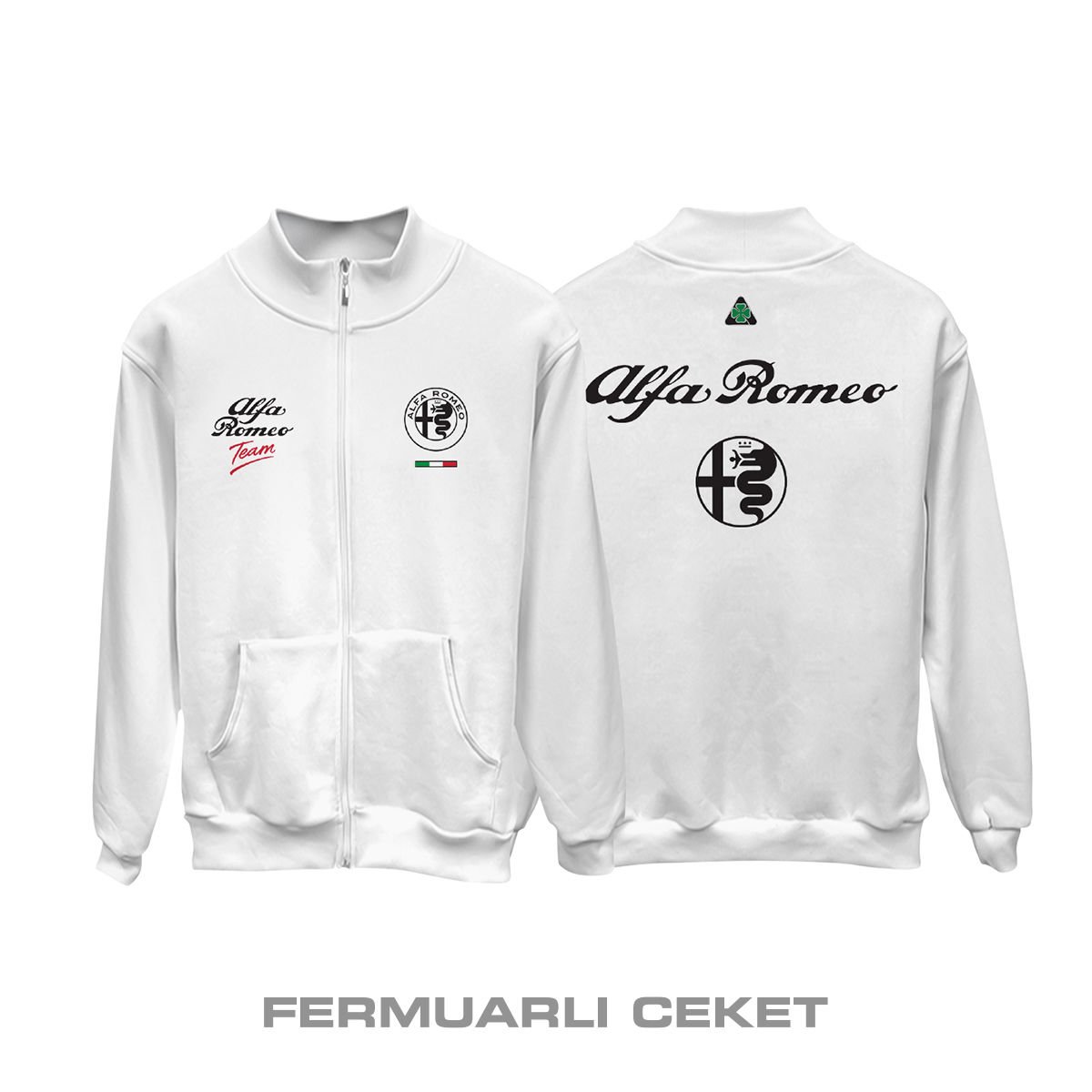 Team Alfa Romeo: White Edition 2025 Fermuarlı Ceket
