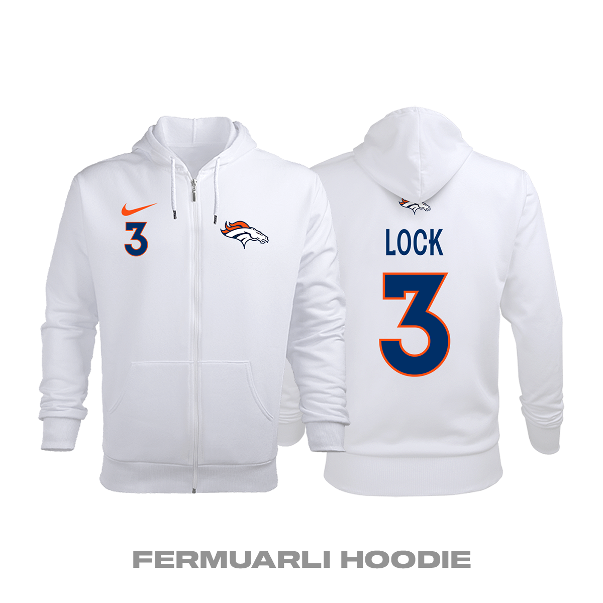 Denver Broncos: Road Edition 2020/2021 Fermuarlı Kapüşonlu Hoodie 3XL
