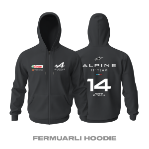Alpine F1 Team: Black Edition 2021 Fermuarlı Kapüşonlu Hoodie M