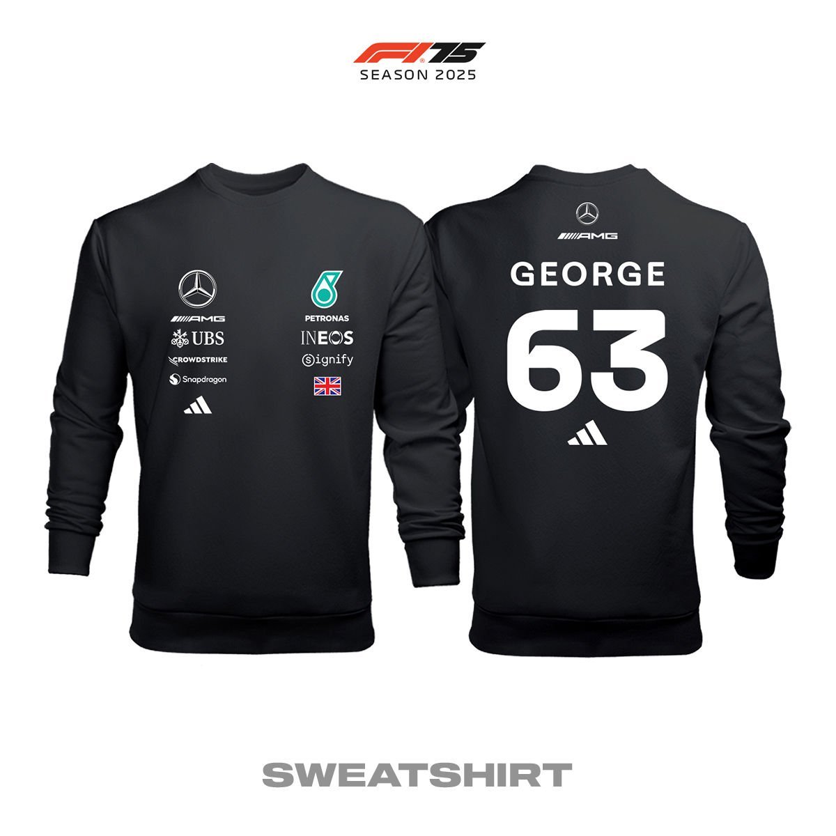 AMG Petronas F1 Team: W16 Black Crew Edition 2025 Sweatshirt