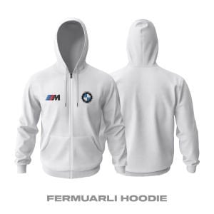 Bmw: M Pixel 2024 White Edition Fermuarlı Kapüşonlu Hoodie