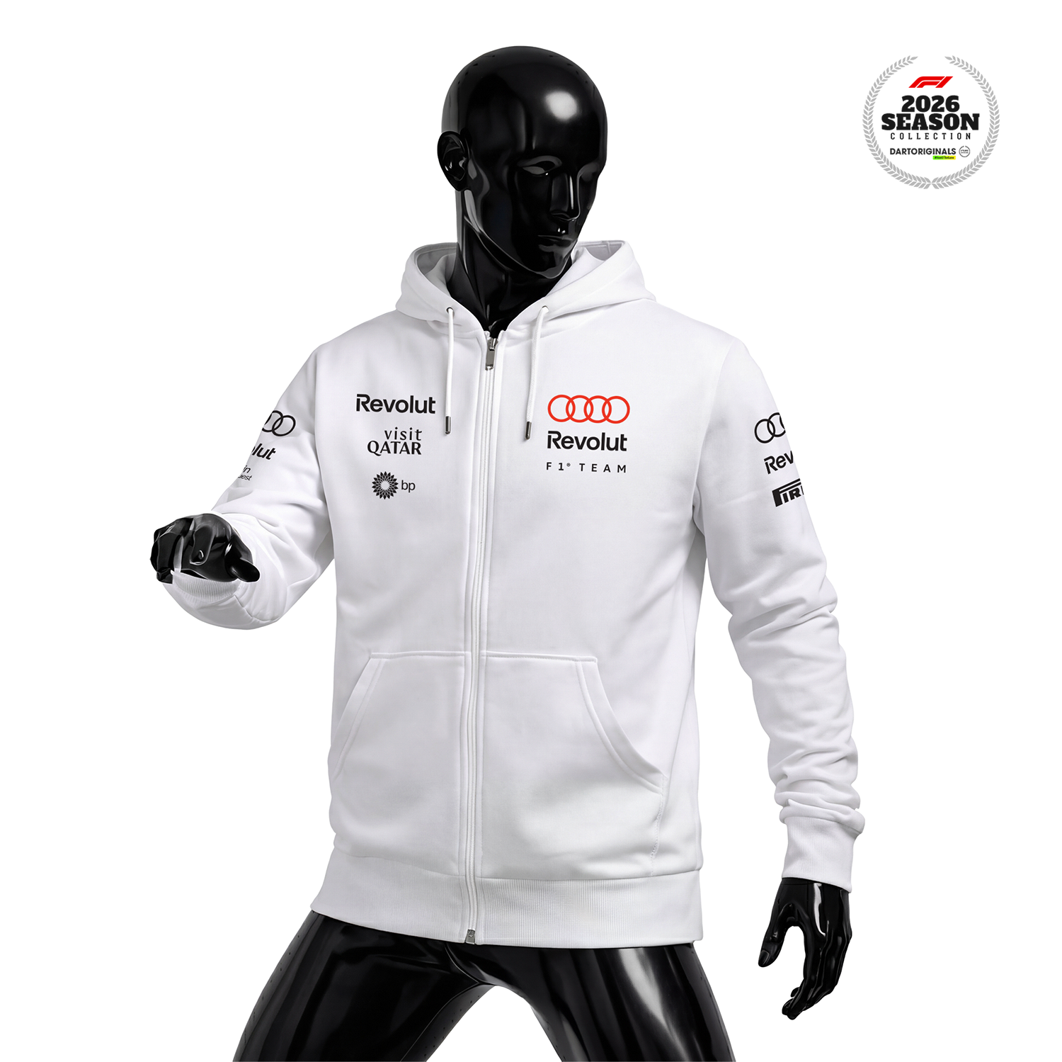 Audi Revolut F1 Team: R26 - Merch Edition White 2026 Fermuarlı Hoodie