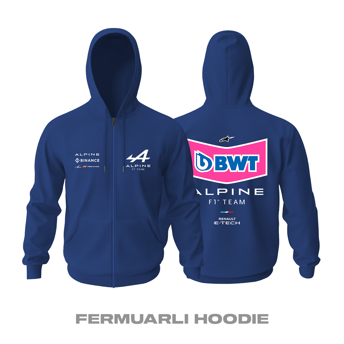 Alpine F1 Team: Navy Edition 2022 Fermuarlı Kapüşonlu Hoodie 3XL