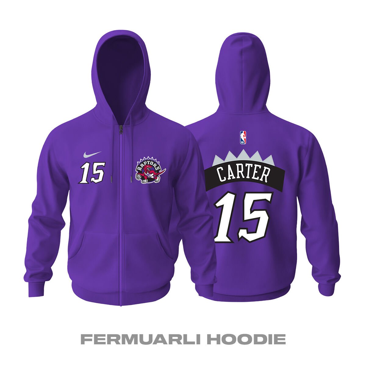 Toronto Raptors: Hardwood Classics Edition 2014/2015 Fermuarlı Kapüşonlu Hoodie