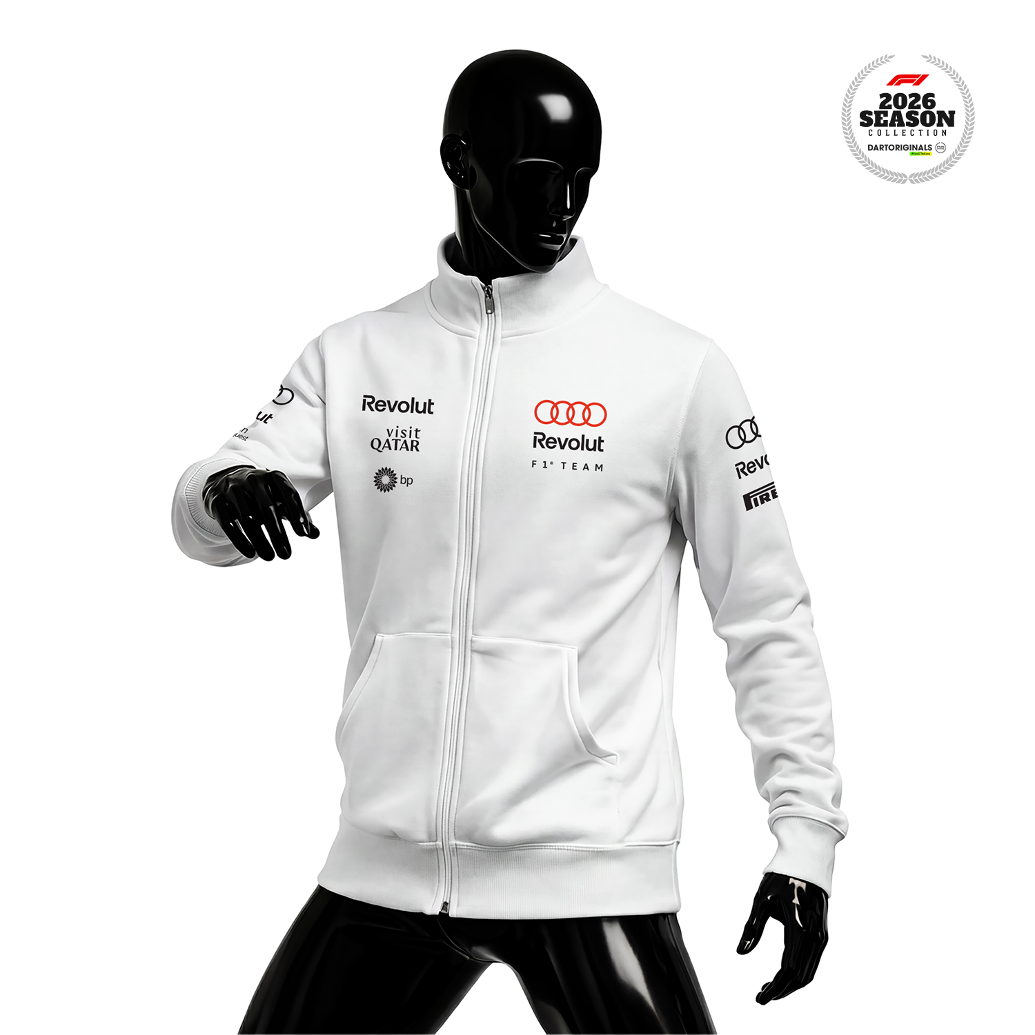 Audi Revolut F1 Team: R26 - Merch Edition White 2026 Fermuarlı Ceket