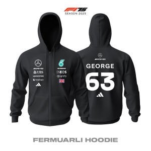 AMG Petronas F1 Team: W16 Black Crew Edition 2025 Fermuarlı Hoodie
