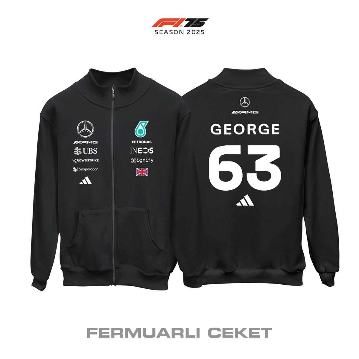AMG Petronas F1 Team: W16 Black Crew Edition 2025 Fermuarlı Ceket