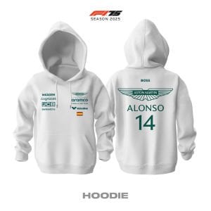 Aston Martin F1 Team: AMR25 White Crew Edition 2025 Kapüşonlu Hoodie
