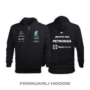 AMG Petronas F1 Team: Black Edition 2022 Fermuarlı Kapüşonlu Hoodie 4XL