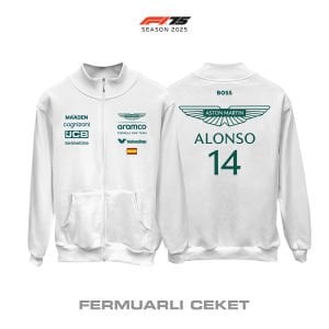 Aston Martin F1 Team: AMR25 White Crew Edition 2025 Fermuarlı Ceket