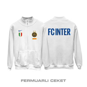 Inter FC: Club Culture Series - White Edition Fermuarlı Ceket