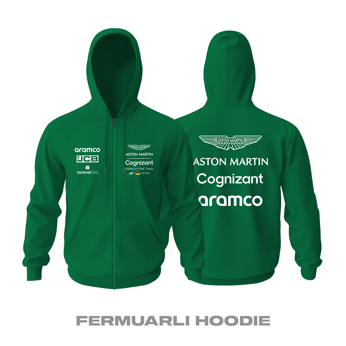 Aston Martin F1 Team: Verdant Edition 2022 Fermuarlı Kapüşonlu Hoodie XL