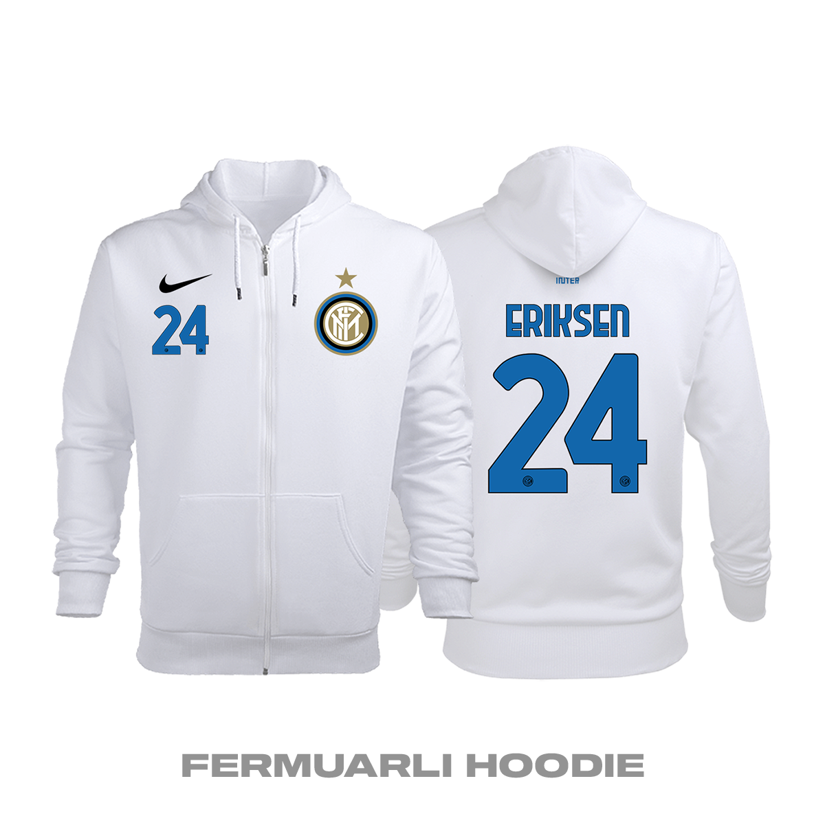 Inter: Away Edition 2020/2021 Fermuarlı Kapüşonlu Hoodie L