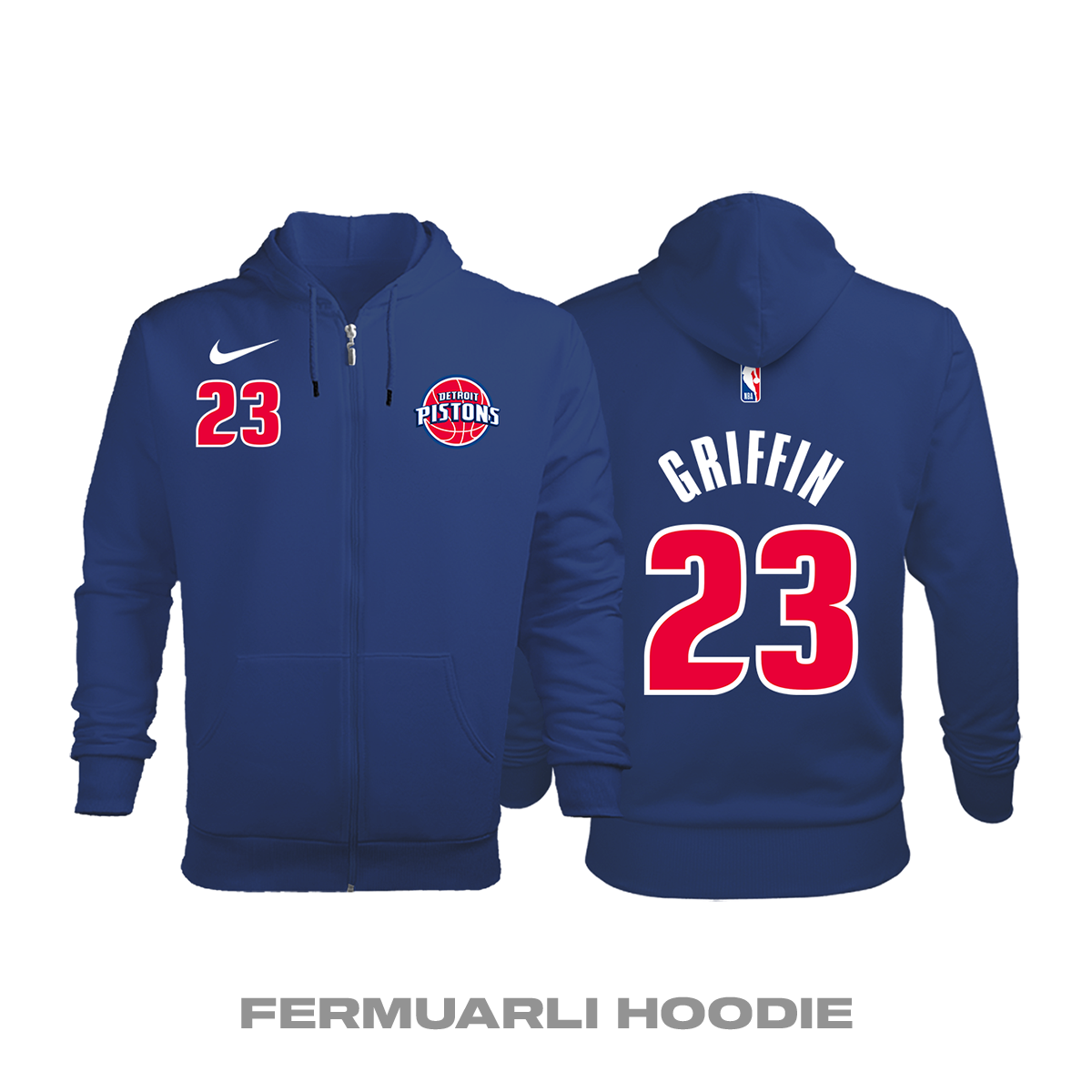 Detroit Pistons: Icon Edition 2018/2019 Fermuarlı Kapüşonlu Hoodie 2XL