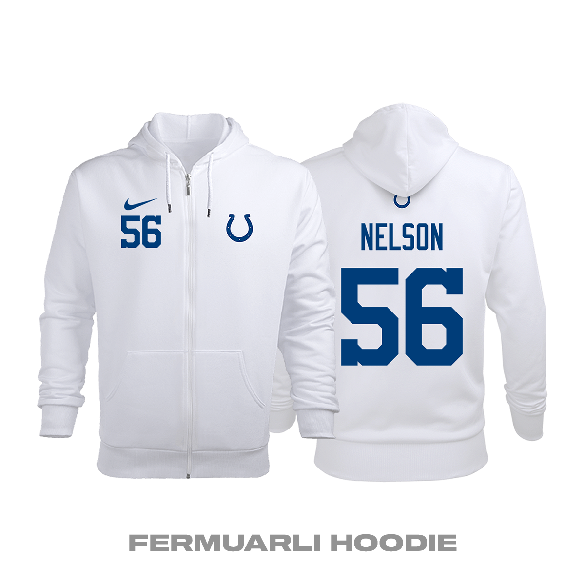 Indianapolis Colts: Road Edition 2020/2021 Fermuarlı Kapüşonlu Hoodie 2XL