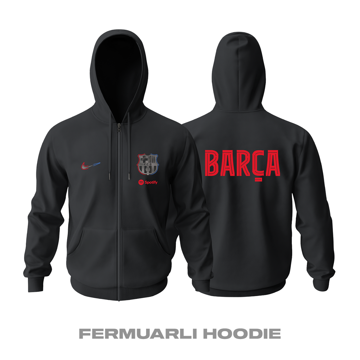 FC Barcelona: Club Culture Series - Black Edition Fermuarlı Hoodie