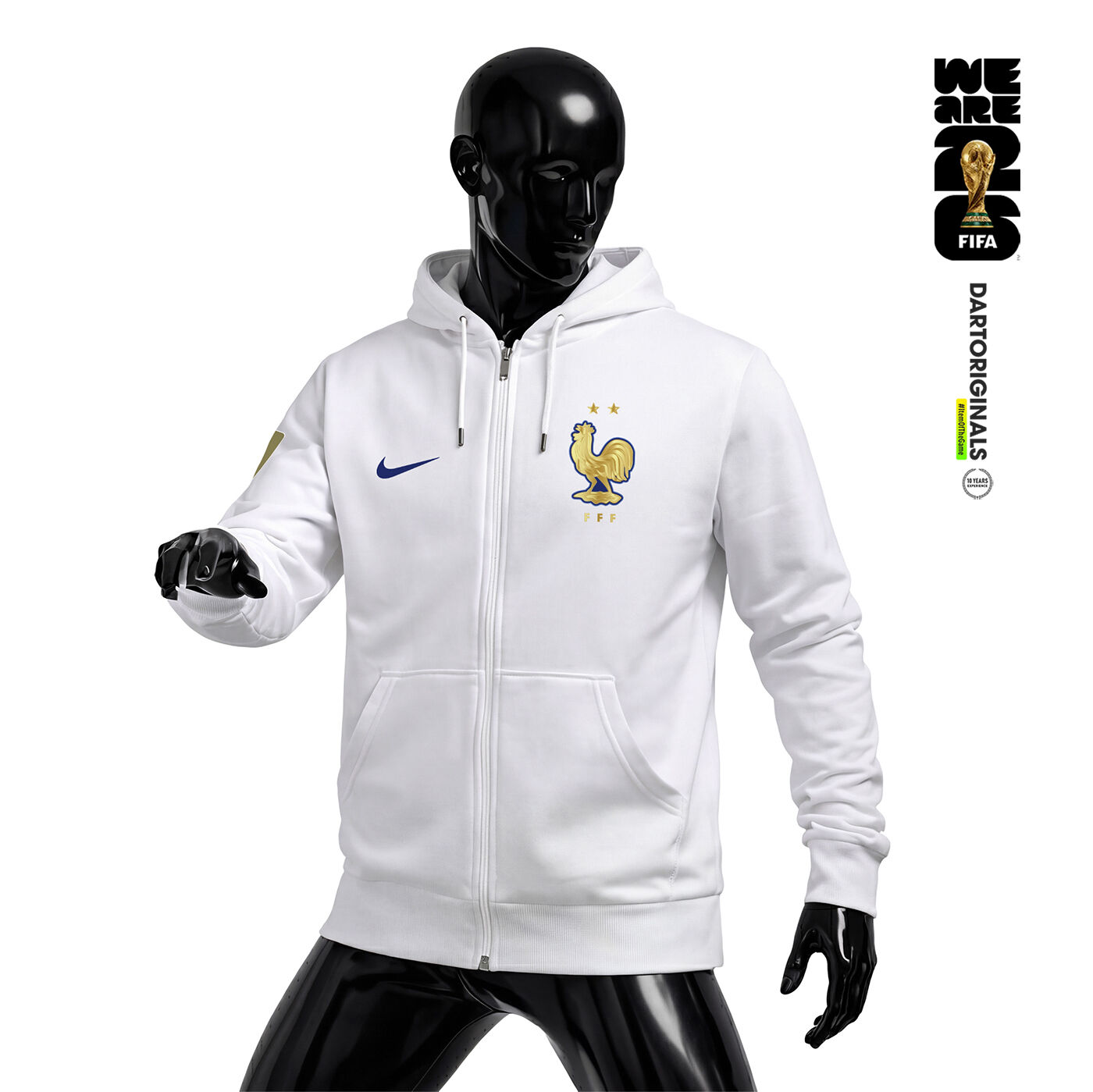 France: White Edition - FIFA World Cup™ 2026 Fermuarlı Kapüşonlu Hoodie