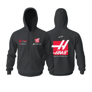 Haas F1 Team: Black Edition 2022 Fermuarlı Kapüşonlu Hoodie L