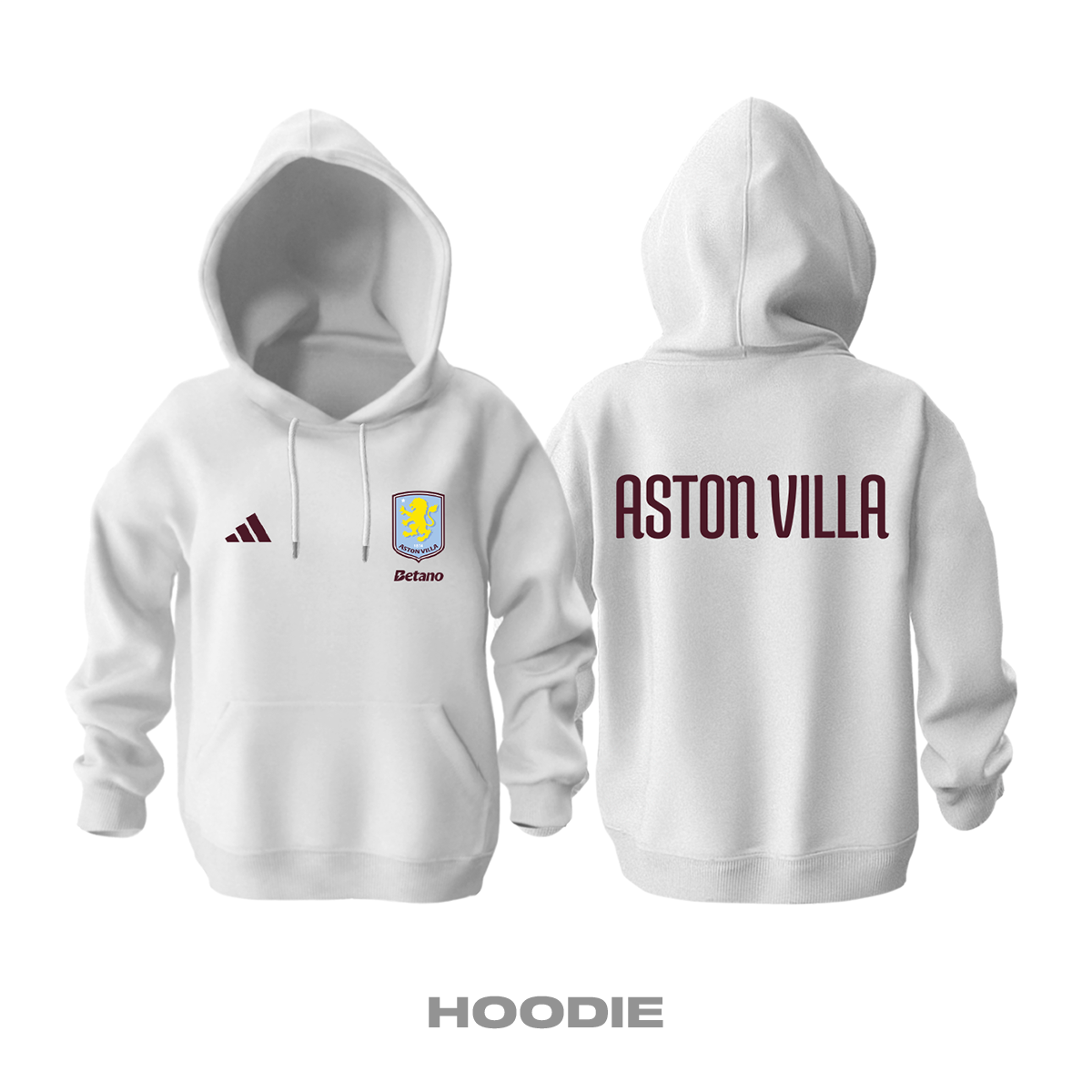 Aston Villa: Club Culture Series - White Edition Kapüşonlu Hoodie
