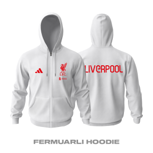 Liverpool: Club Culture Series - White Edition Fermuarlı Hoodie