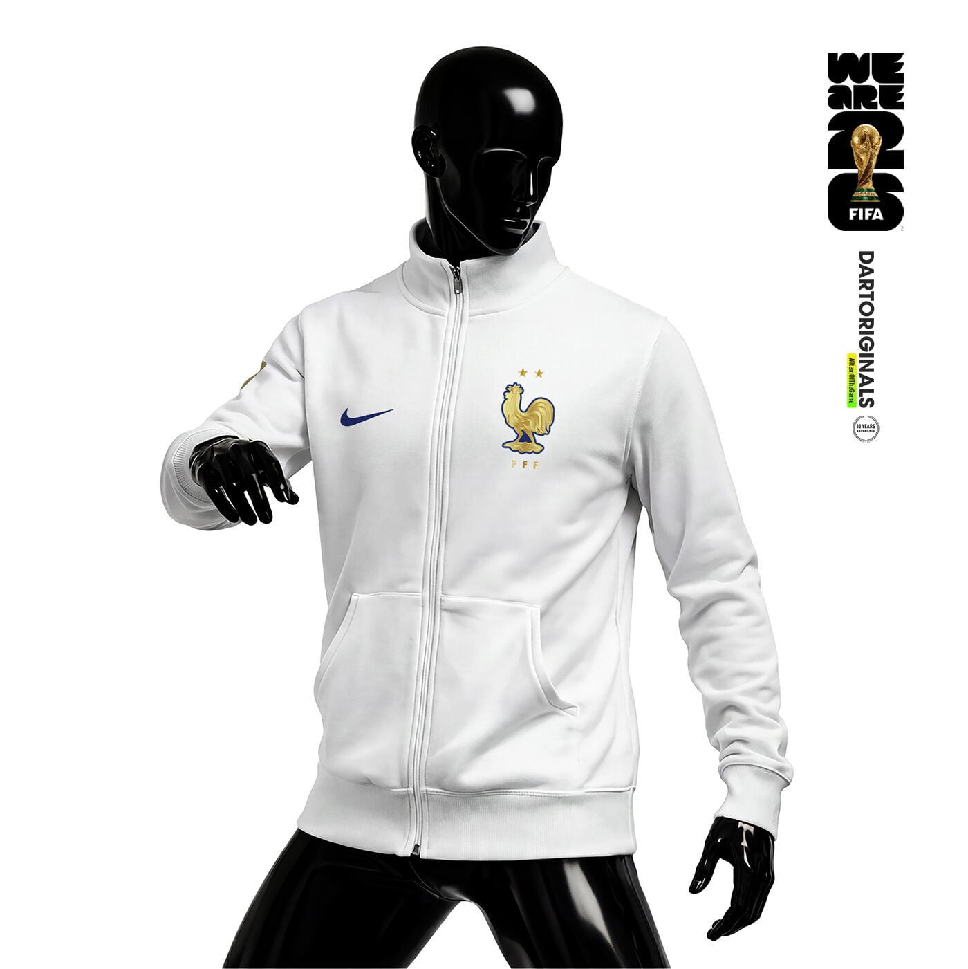 France: White Edition - FIFA World Cup™ 2026 Fermuarlı Ceket