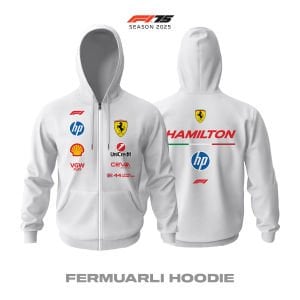 Scuderia Ferrari: SF-25 White Edition 2025 Fermuarlı Hoodie