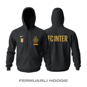 Inter FC: Club Culture Series - Black Edition Fermuarlı Hoodie