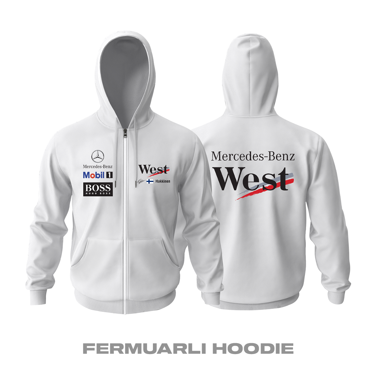 McLaren F1 Team: Mercedes Edition 1999 Fermuarlı Kapüşonlu Hoodie L