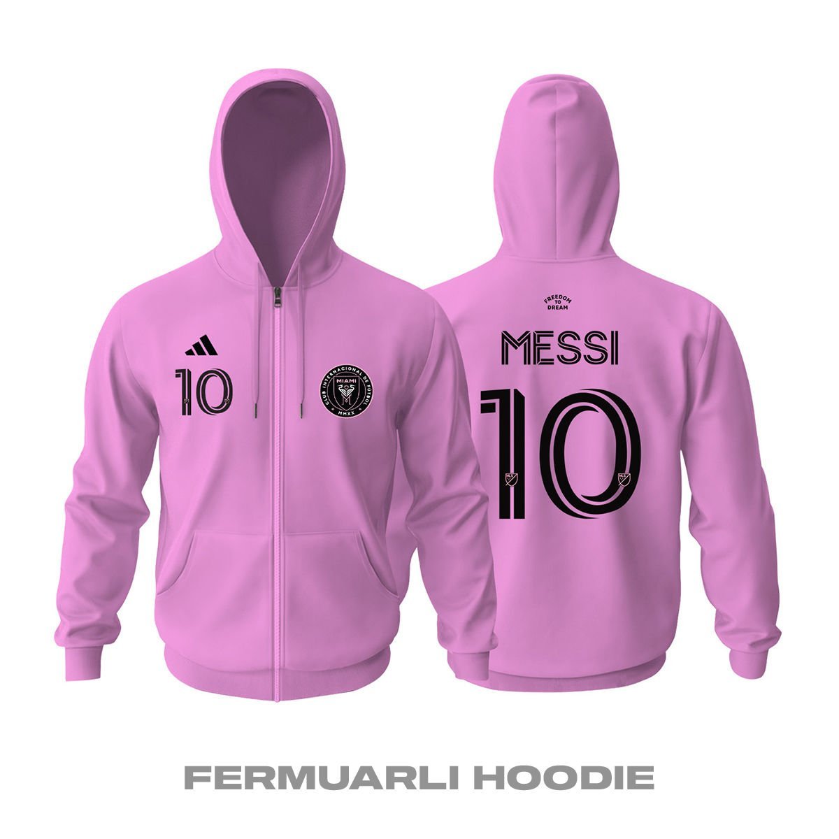 Inter Miami: Home 2024/2025 Fermuarlı Hoodie
