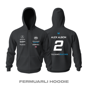 Williams Racing: Black Crew Edition 2023 Fermuarlı Kapüşonlu Hoodie