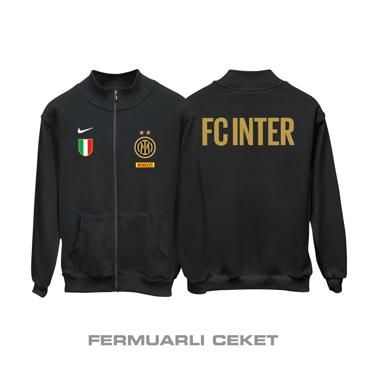 Inter FC: Club Culture Series - Black Edition Fermuarlı Ceket