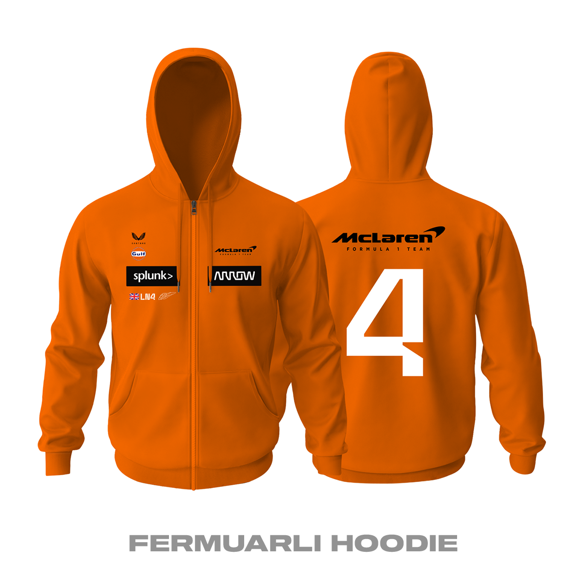 McLaren F1 Team: Orange Edition 2022 Fermuarlı Kapüşonlu Hoodie L