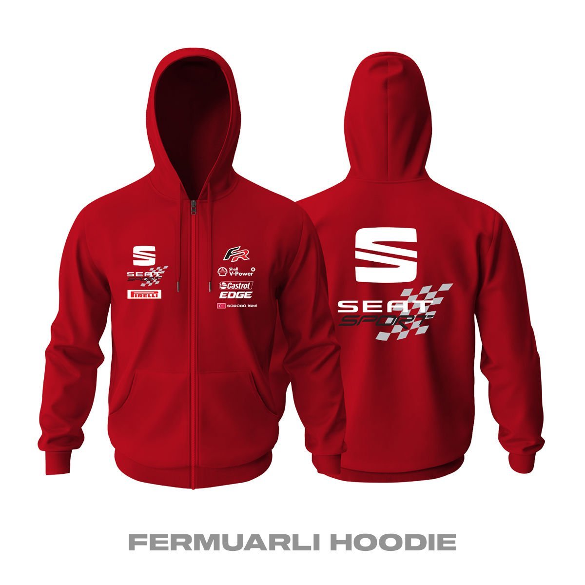 Seat: FR Sport - Red Edition Fermuarlı Kapüşonlu Hoodie