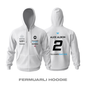 Williams Racing: White Crew Edition 2023 Fermuarlı Kapüşonlu Hoodie