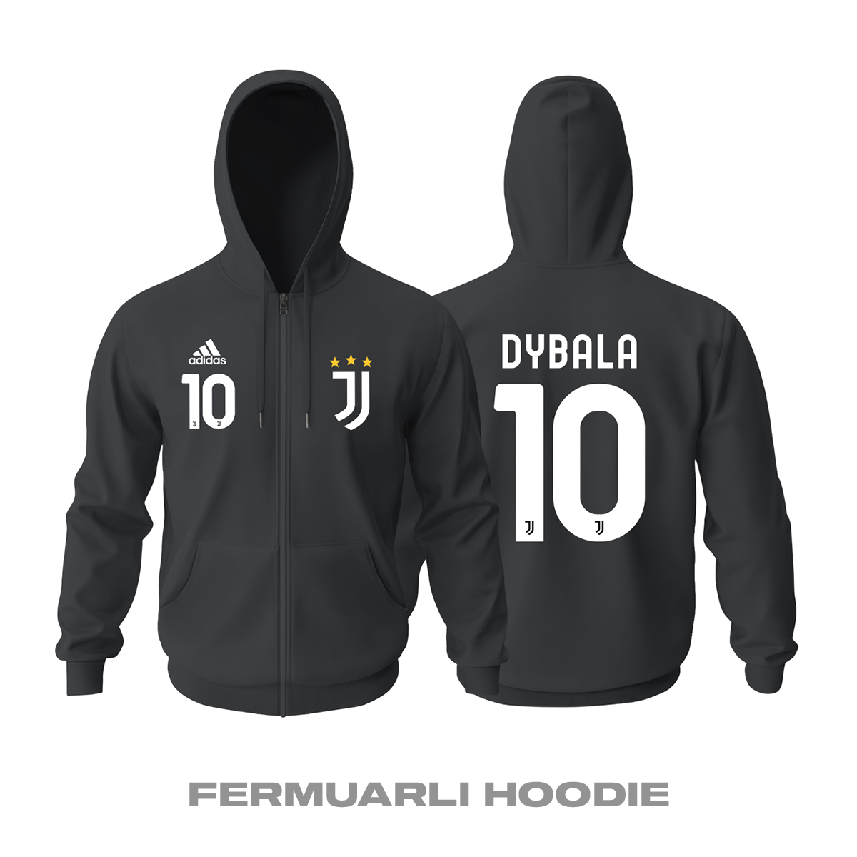 Juventus: Away Edition 2021/2022 Fermuarlı Kapüşonlu Hoodie XS