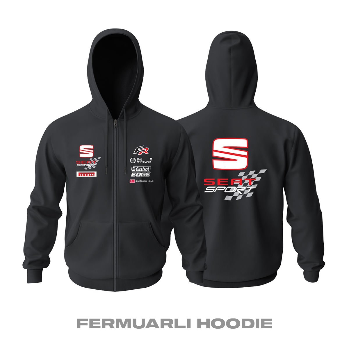 Seat: FR Sport - Black Edition Fermuarlı Kapüşonlu Hoodie