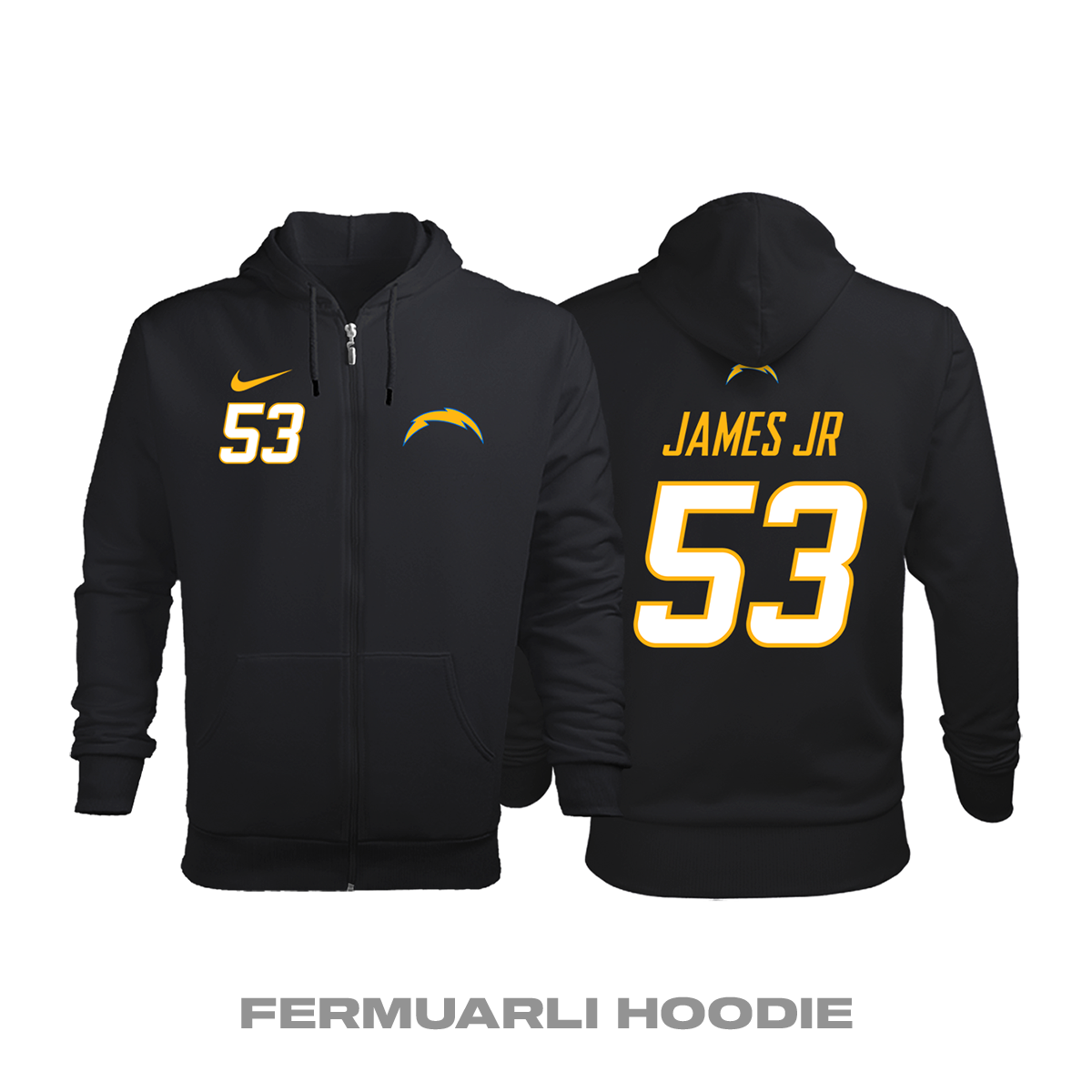 Los Angeles Chargers: Alternate Edition 2020/2021 Fermuarlı Kapüşonlu Hoodie XL