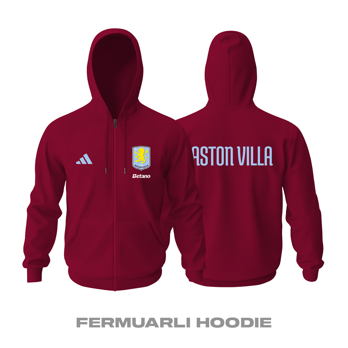 Aston Villa: Club Culture Series - Claret Edition Fermuarlı Hoodie
