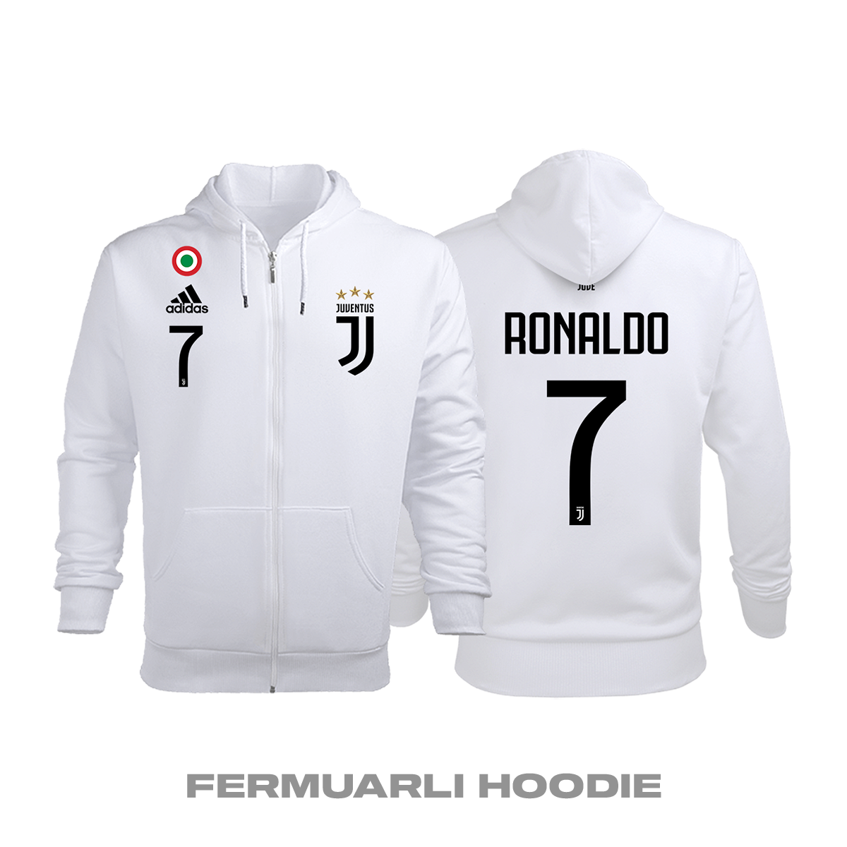 Juventus: Home Edition 2018/2019 Fermuarlı Kapüşonlu Hoodie M