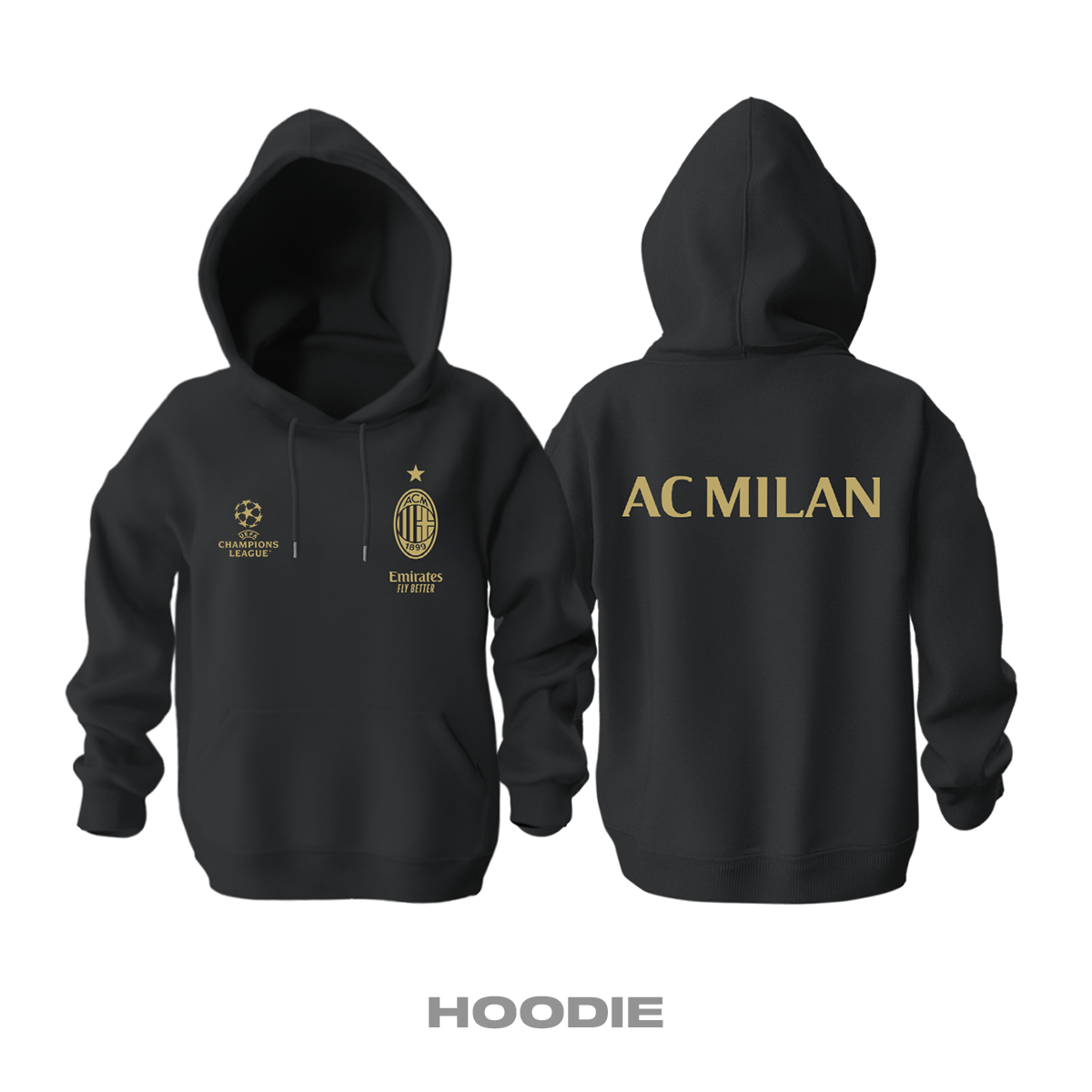 AC Milan: Club Culture Series - Black Edition Kapüşonlu Hoodie