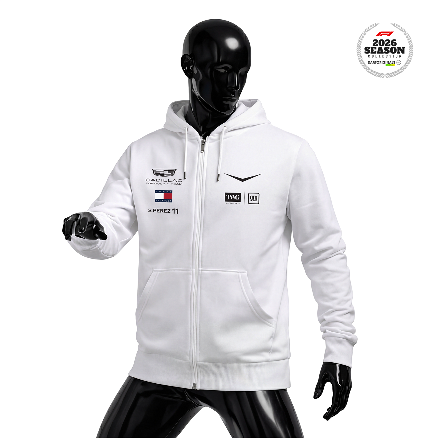 Cadillac F1 Team: White Edition 2026 Fermuarlı Hoodie