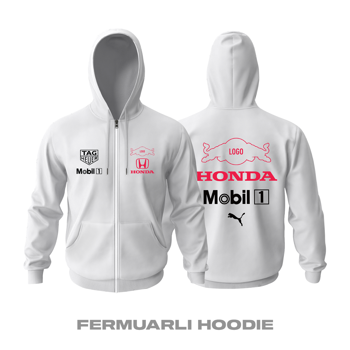 Oracle Racing: Honda Veda Edition Fermuarlı Kapüşonlu Hoodie M