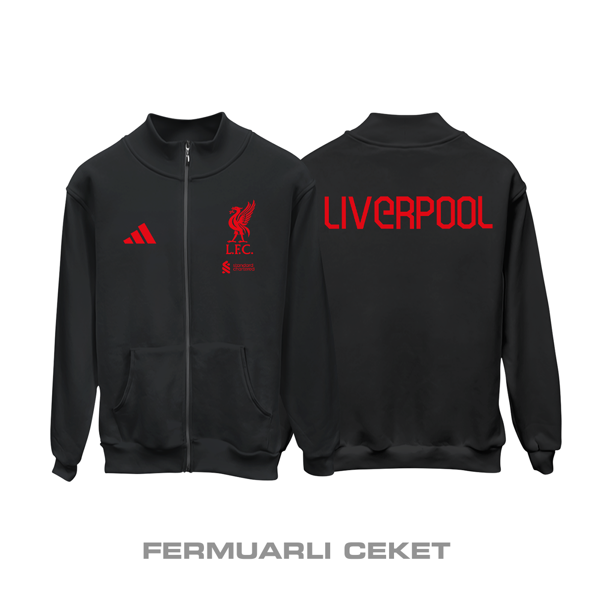 Liverpool: Club Culture Series - Black Edition Fermuarlı Ceket