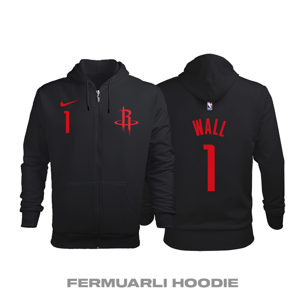 Houston Rockets: Earned Edition 2020/2021 Fermuarlı Kapüşonlu Hoodie 2XL