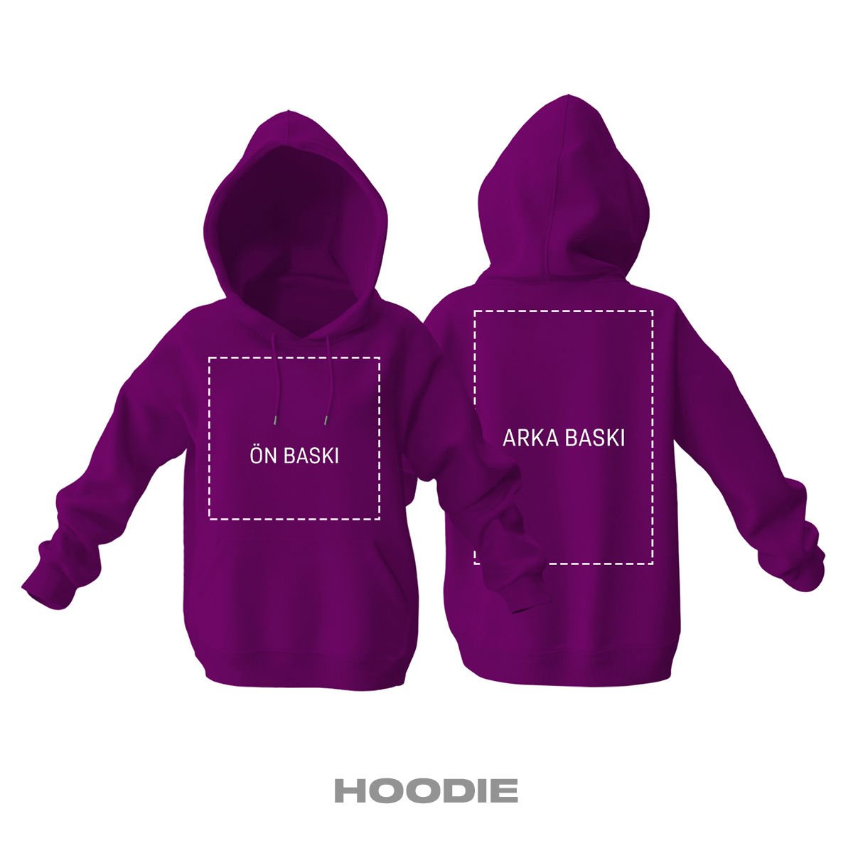 Kişisel Baskı - Koyu Mor Kapüşonlu Hoodie