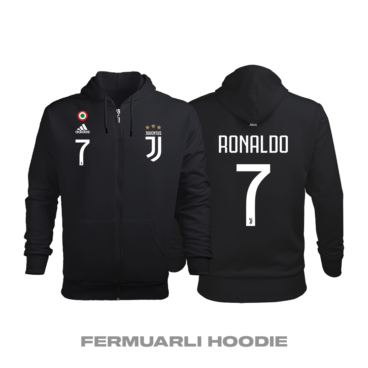 Juventus: Home Edition 2019/2020 Fermuarlı Kapüşonlu Hoodie 4XL
