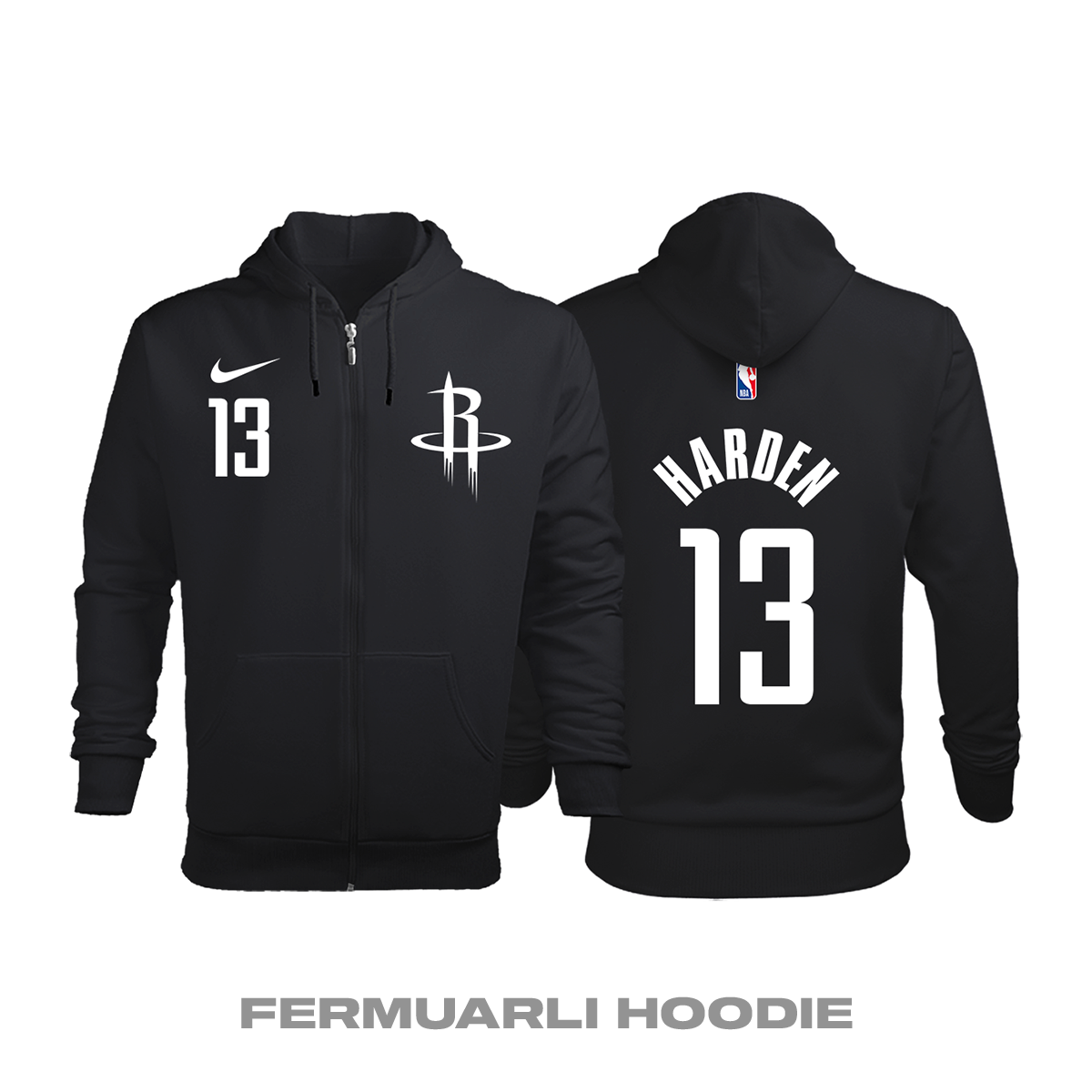 Houston Rockets: Statement Edition 2017/2018 Fermuarlı Kapüşonlu Hoodie XS