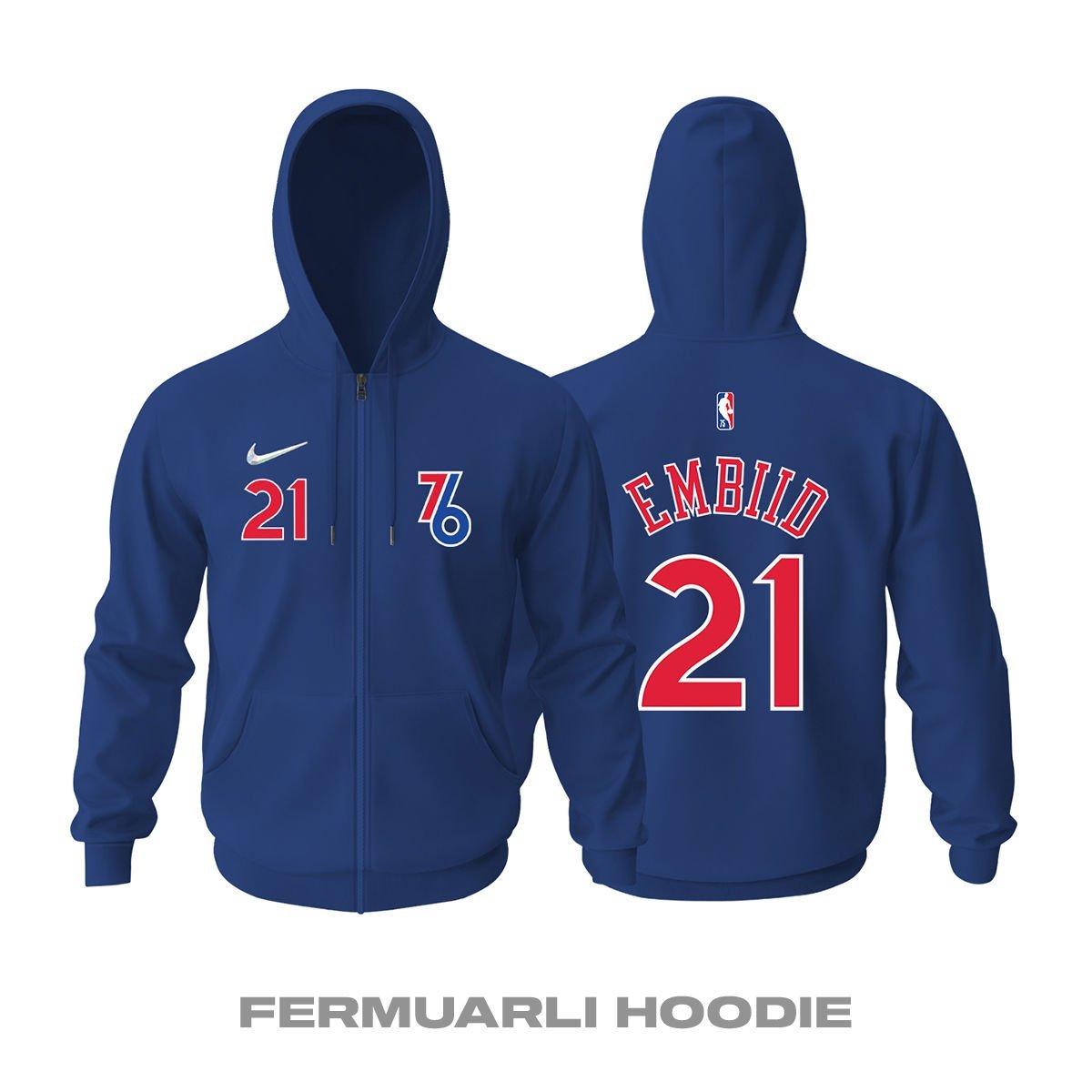 Philadelphia 76ers: City Edition 2021/2022 Fermuarlı Kapüşonlu Hoodie