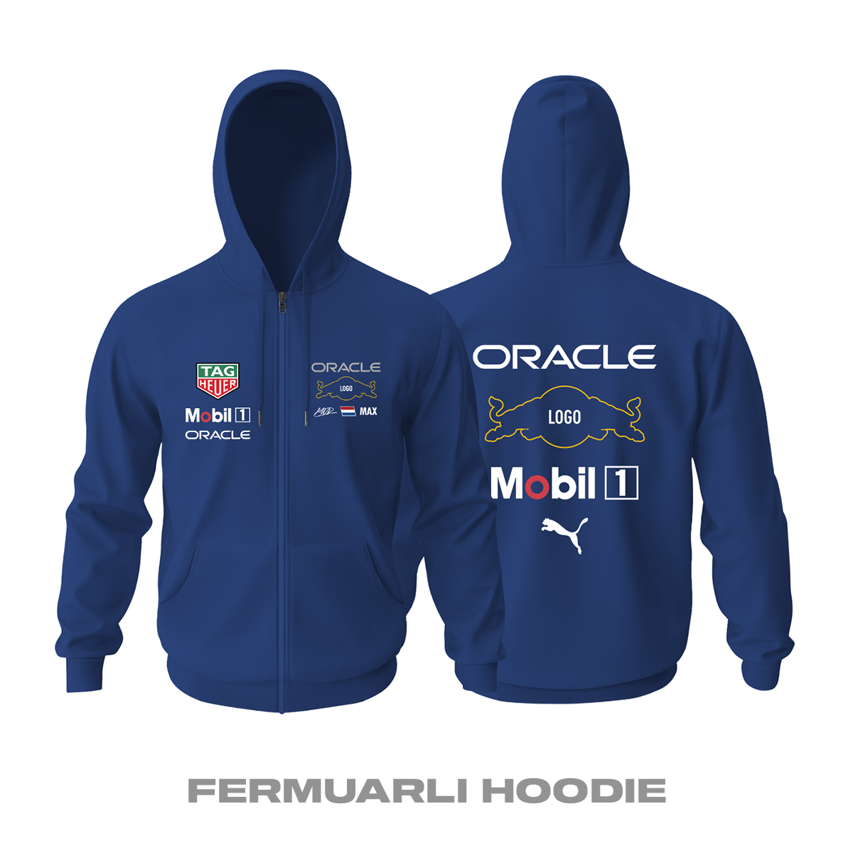 Oracle Racing: Navy Edition 2022 Fermuarlı Kapüşonlu Hoodie M